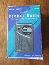 Optimus AM FM Personal Stereo Radio Model 12-794 - Tested Working