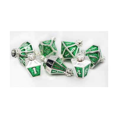 Foam Brain Metal Dice Set Poly Set - Silvered Acidfire (7) New