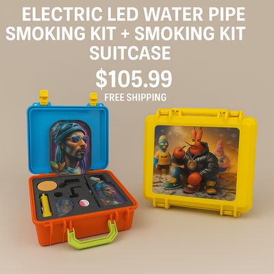 #ad #ad ELECTRIC LED WATER PIPE SMOKING KIT SMOKING KIT SUITCASE – FREE AHIPPING $95.39