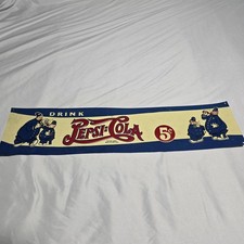 Vintage Pepsi-Cola 5¢ Embossed Tin Advertising Sign 21.5" x 5" Soda Fountain