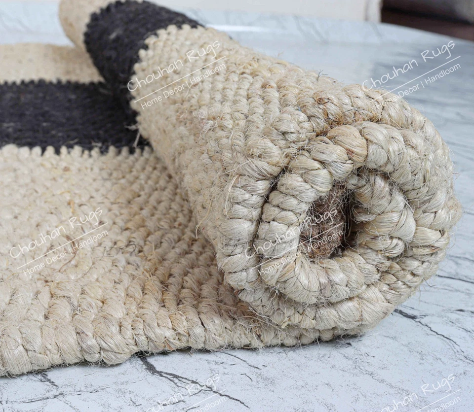 Alfombra de cáñamo acolchada hecha a mano a rayas 2x5,2x6,2x10,2x20 pies alfombra de cáñamo yute corredor Foto 4 de 4