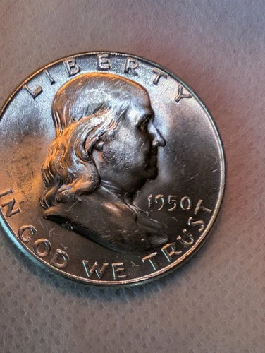 1950 Choice Uncirculated Silver Franklin Half Dollar Strong Bell Lines