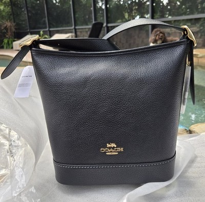 coachショルダーバック AUTHENTIC COACH Jude Leather Duffle Bag Black/Gold Crossbody CBH18