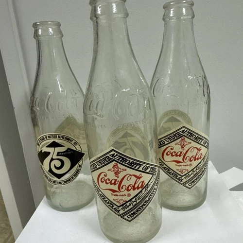 Vintage Coca-Cola Bottle Commemorative Bottle 75th Anniversary-set of 3