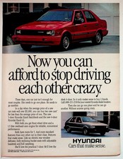 Hyundai Excel Hatchback GL 1986 Original Vintage Magazine Car Ad Print
