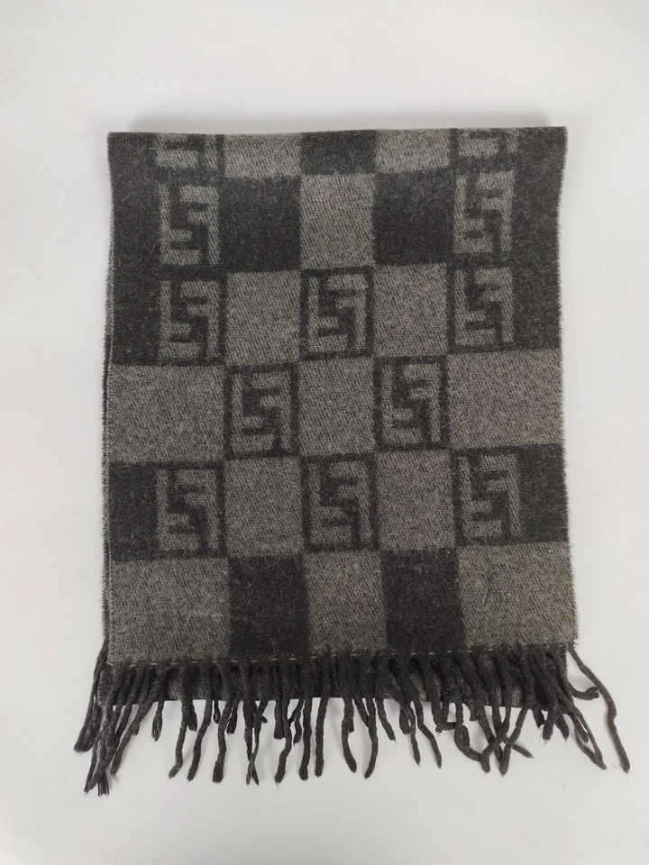 Lenços de inverno de lã cinza/preto estampados vintage genuíno FENDI - Imagem 2 de 4