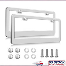 2 Pack Chrome License Plate Frames Rust-proof Stainless Steel Mirror Covers Scr 2 Pack Chrome License Plate Frames Rust-proof Stainless Steel Mirror Covers Scr