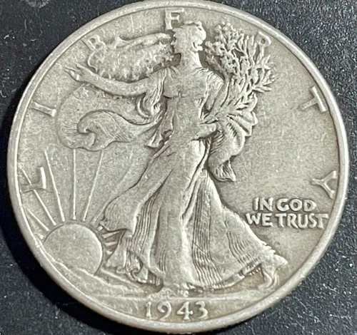 1943 50C Walking Liberty Half Dollar. 90% Silver. ￼￼#1876