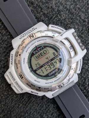 CASIO PROTREK Digital Watch PRT-40 With White Band Working Condition No Box