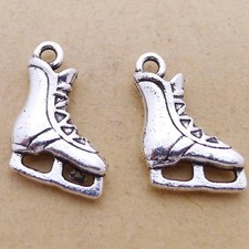 40PCS Antique Silver Tone 3D Ice Skate, Figure Skate Shoes Charm Pendant JHS27