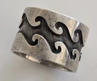 Vintage BOLD Estate WIDE HOPI Sterling Silver Tribal WIDE Wave Band Ring Size 9