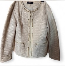 Bathe Beige Medium Quilted Jacket with Gold Chain Detailing Size Medium BNWT