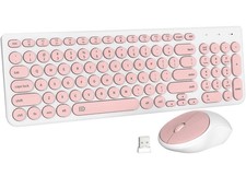 Wireless Keyboard and Mouse Combo, FD iK6630 2.4GHz Cordless Salmon Pink B1