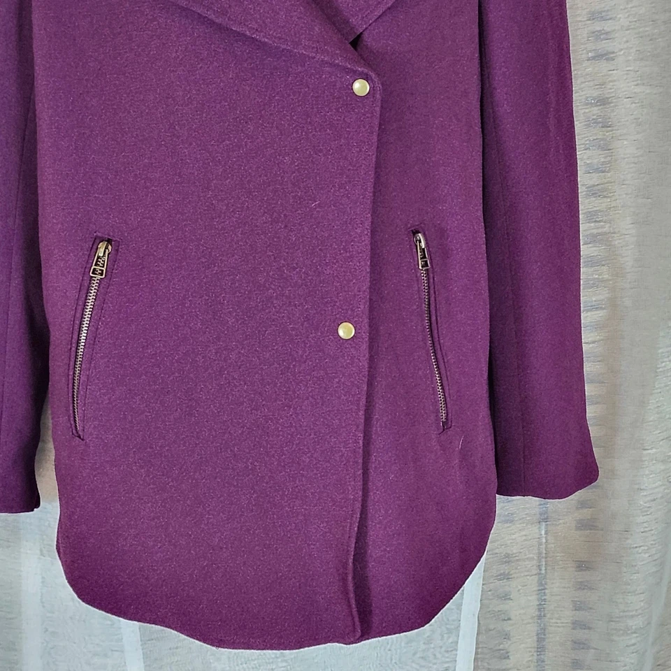 Chaqueta Moto Bar III Mujer XS Púrpura Asimétrica Cremallera Bolsillos Abrigo Foto 4 de 4