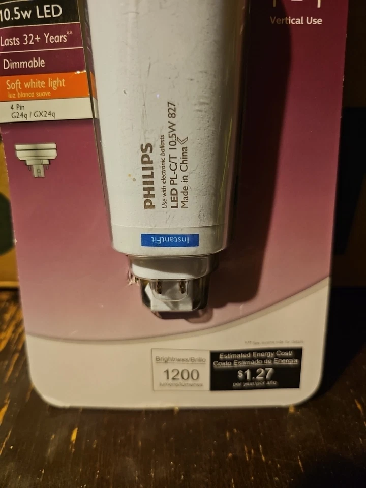 PHILIPS PL-C/T LED 26 W REPLACEMENT 10.5 W LED LIGHT BULB DIMMABLE SOFT WHITE - Image 3 of 4