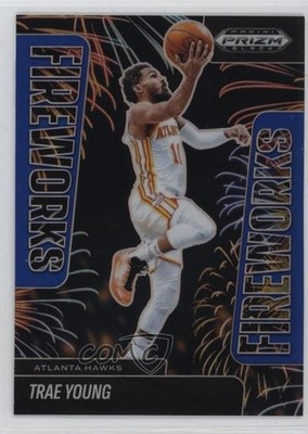 2024-25 Panini Prizm Black Fireworks Blue Prizm 179/199 Trae Young #14 0m4f
