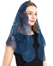 Mantilla Chapel Veil 46.5x23 Inches Lace Embroidered Shawl - Church Mass Prayer