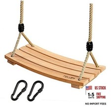 Beech Wood Tree Swing Seat Hanging Swing Seat 16.5"x 16.5x7.9x0.6 inch Beige