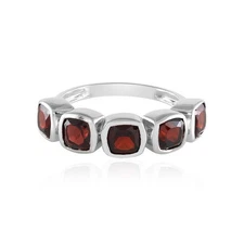 Red Garnet Women Ring Solid 925 Sterling Silver Stacking Band Ring For Women