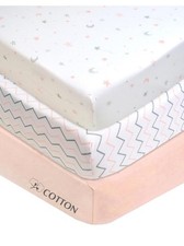 American Baby Company Cotton Mini Crib Fitted Sheets Star Chevron Set