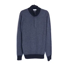 ERMENEGILDO ZEGNA Quarter Zip Cashmere Pullover Sweater Black Marled Men's 52/L