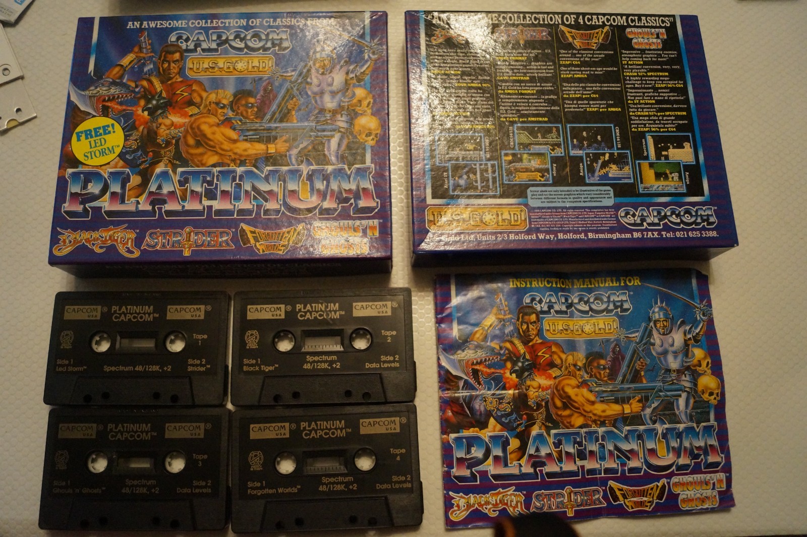 CAPCOM COLLECTION Game Spectrum 48/128k Vintage 1990 - 4 Cassettes U.S Gold RARE