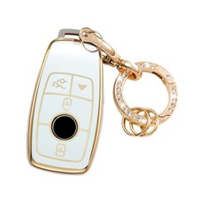 LEERLY Key Fob Cover with Anti-lost Keychain Compatible Perfect Fit, White