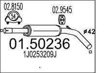 MTS 01.50236 Centre Muffler for VW