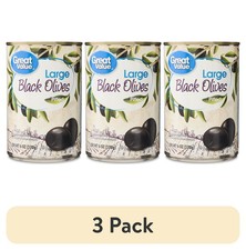  3 pack Great Value Large Pitted Black Olives,Refrigerate after opening 6 oz