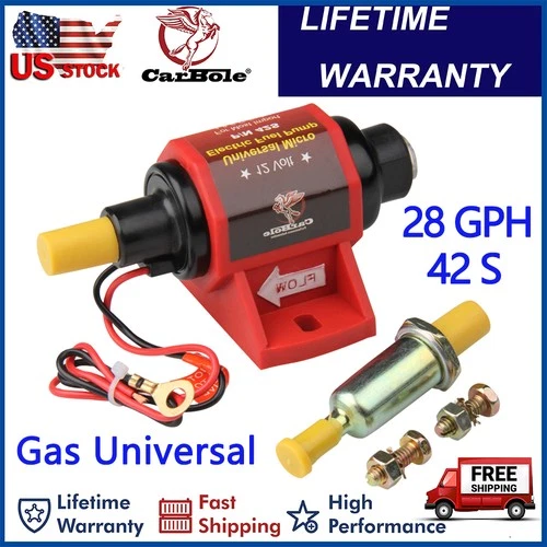 2-3 PSI 28 GPH Low Pressure Electric Inline Fuel Pump Carburetor Gas Universal