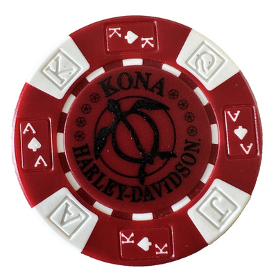 KONA Harley-Davidson HD WAIKOLOA HONOLULU Hawaii Poker Chip Red White