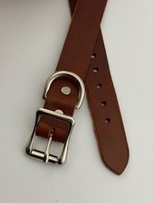 Dog Collar Western Brown Real Leather Hand Made 20mm or 7/8" Wide S4