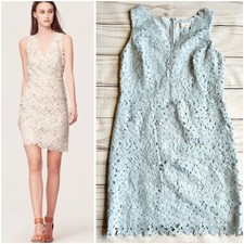 Loft Light Blue Crochet Lace Sleeveless Sheath Dress Size 14 Petite
