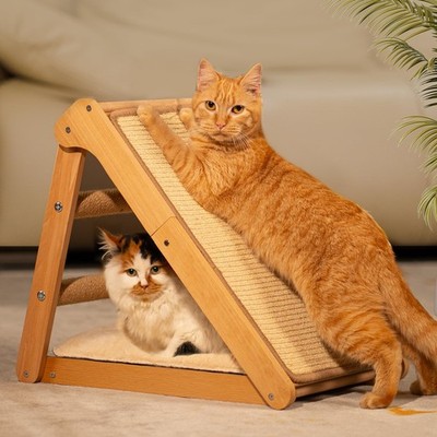 CheerPals Sisal Kratzbrett Katzen - Dreieck Faltbares Design, Massives Buchen...