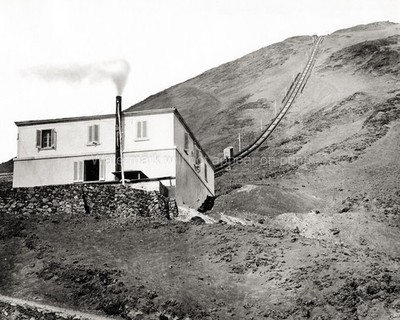 Vesuvius Funicular Railway Station Italy Mountain Volcano Vtg. Photo 20thC.