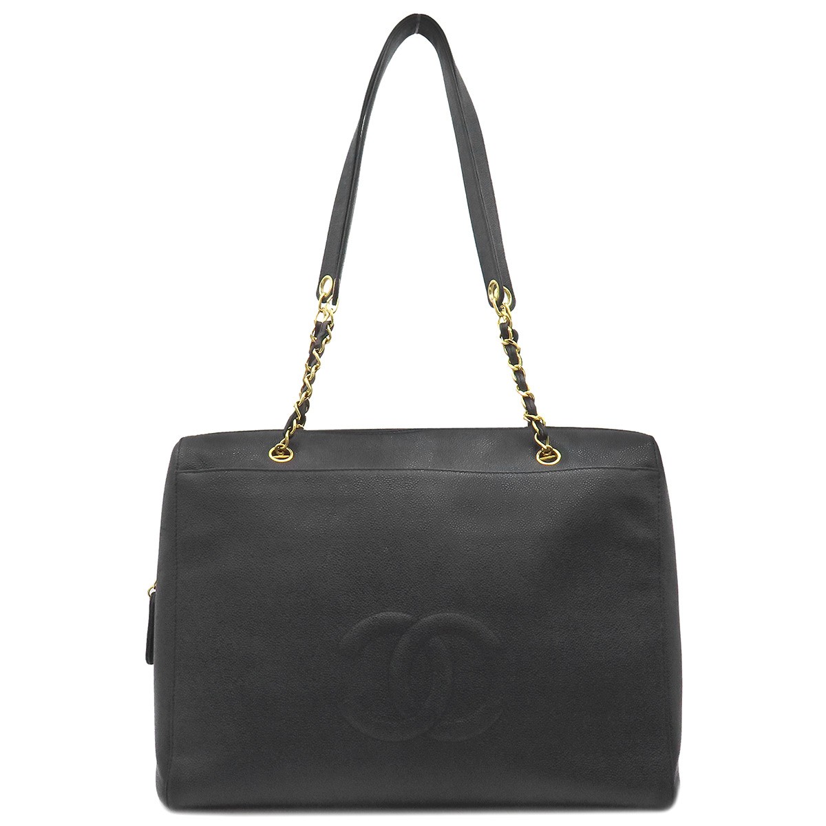 CHANEL Tote Bag Coco Mark Chain Tote Bag Black Chain Shoulder