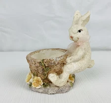 Vintage Easter Bunny Rabbit Votive Candle Holder Mini Planter Candy Dish Resin