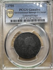 1795 Large Cent Pcgs Vg Details Environmental Damage Lettered Edge