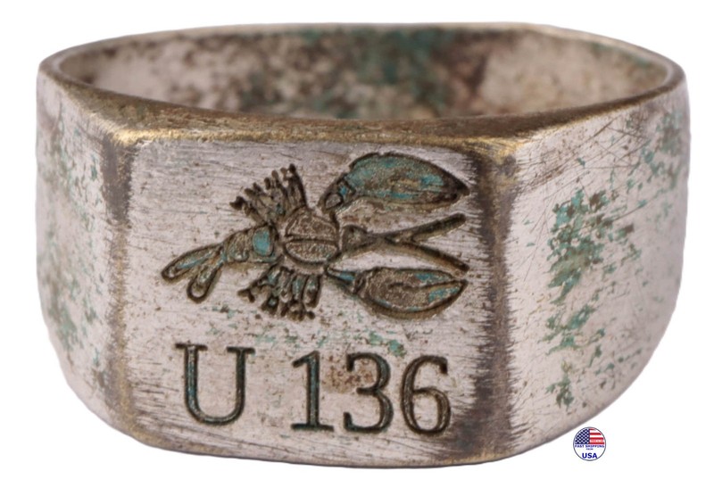 Navy Lobster Seaman's ring U136 naval submarine Marine Military Nautical fleet