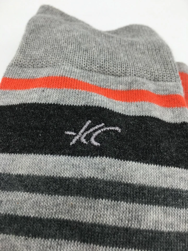 Paquete de 3 calcetines de vestir Kenneth Cole gris y naranja a rayas zapatos para hombre talla 6-10 nuevos Foto 3 de 4