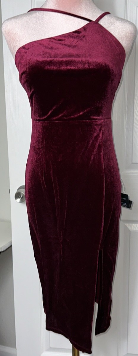 Lulu's Burgundy Velvet Strapless Mid-length Spaghetti Straps Dress Small |  eBay