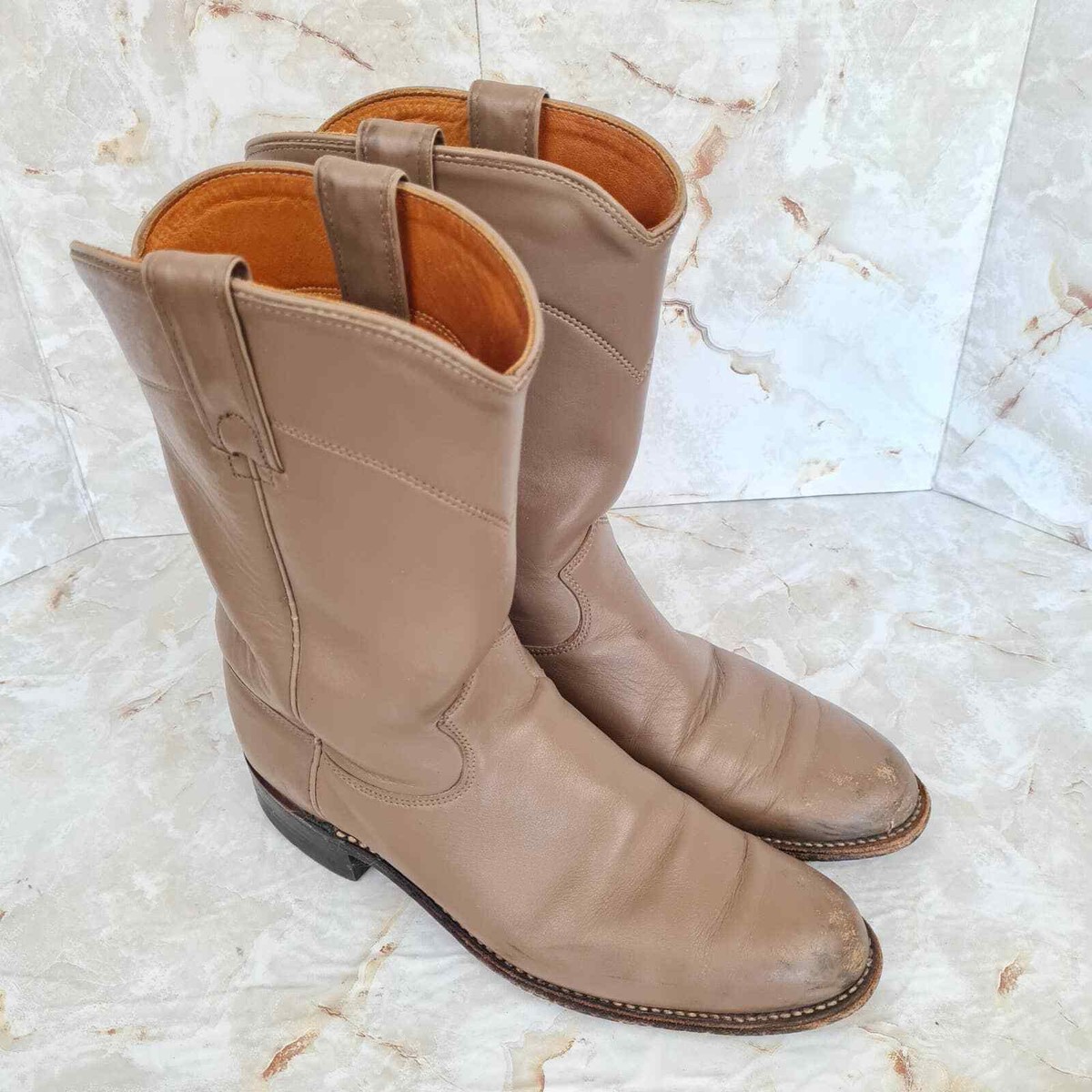 Vintage J. Chisholm USA Made Tan Leather Cowboy Boots – Men’s 11D j chisholm boots brown genuine leather size | Mercari main image 4