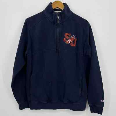 Champion Sweatshirt Men's Size L Navy Blue Syracuse Orange 1/4 Zip Pullover NCAA