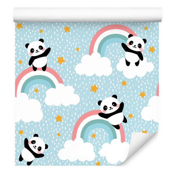 10M Vlies Tapete Kinderzimmer Kinderzimmer Pandas Regenbogen Sterne Xxl 2082-image