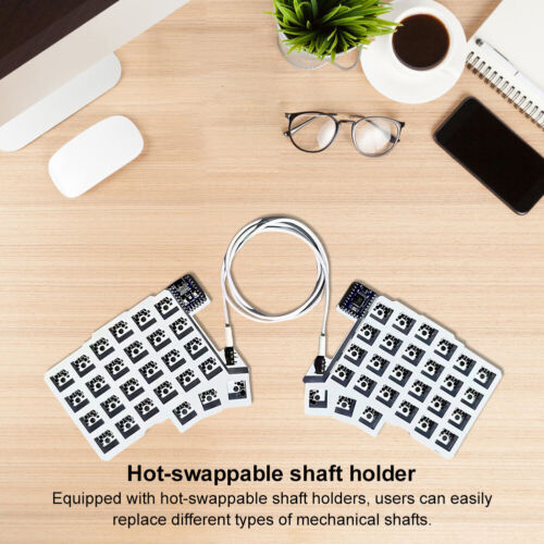 Split Keyboard Wired Ergonomics Keyboard Hot Swap QMK/VIAL (No Keycaps Axis) - Afbeelding 10 van 10