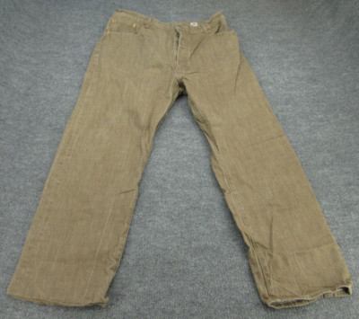 Levis 501 Jeans Mens 44x32 Brown White Oak Cone Denim Button Fly (FITS 36''x30'')