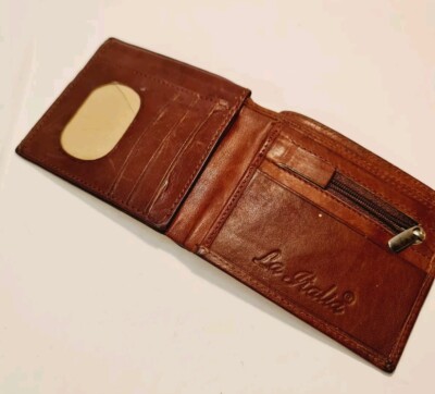 Vintage La Italia braune Leder Geldbörse/Geldbörse mit Doppelfaltung 