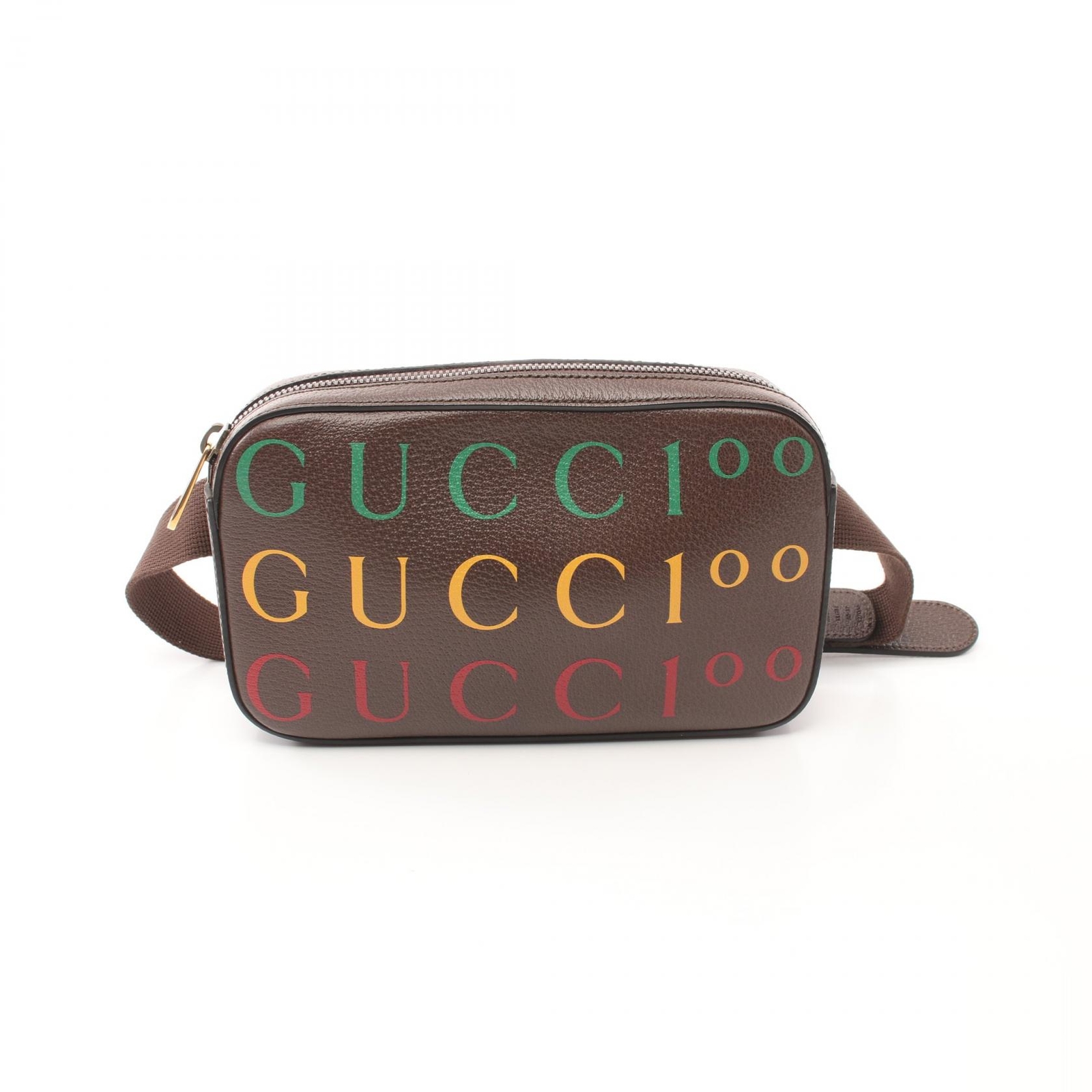 GUCCI Leather Belt Bag Unisex Brown Multicolor Pre-Owned 602695