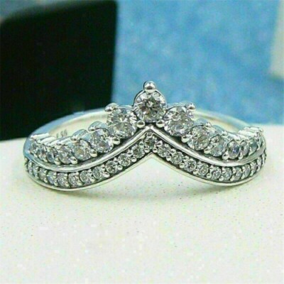 Simulated 2.20CT Round Cut Diamond Wedding Curved Anniversary Womens Ring