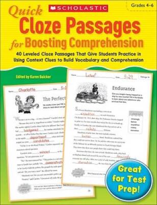 Quick Cloze Passages for Boosting Comprehension 4-6: 40 Leveled Cloze Pas - GOOD